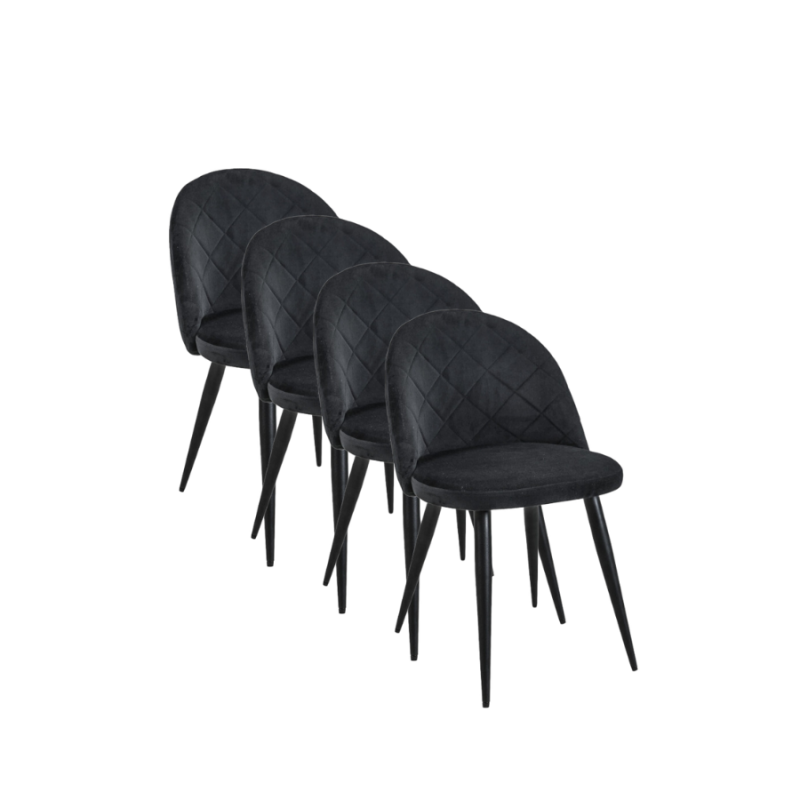 4x Minimalistyczne krzesło tapicerowane Barcelona czarne/czarne