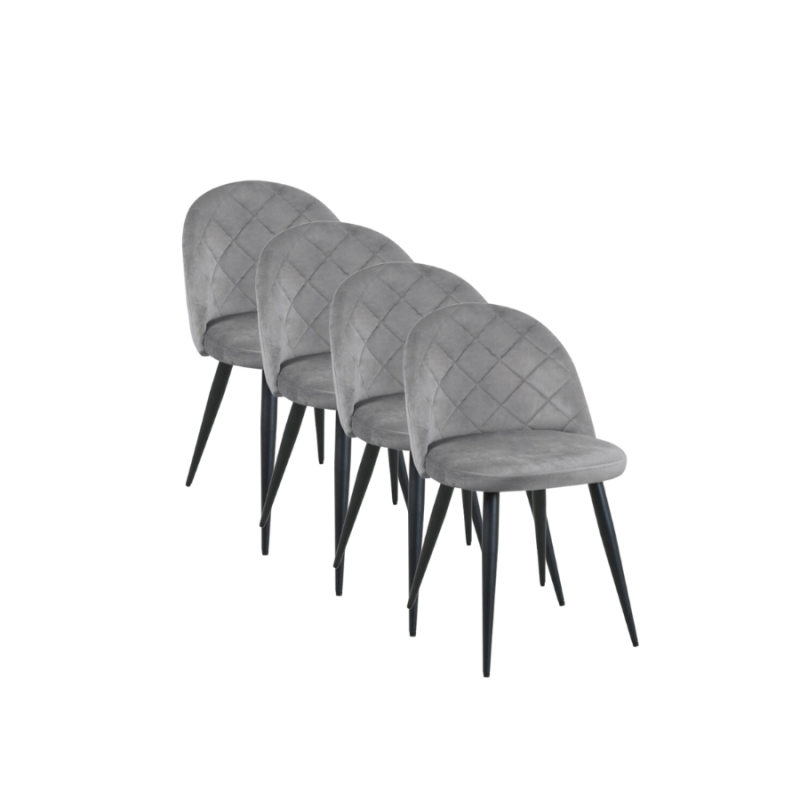4x Minimalistyczne krzesło tapicerowane Barcelona szare/czarne