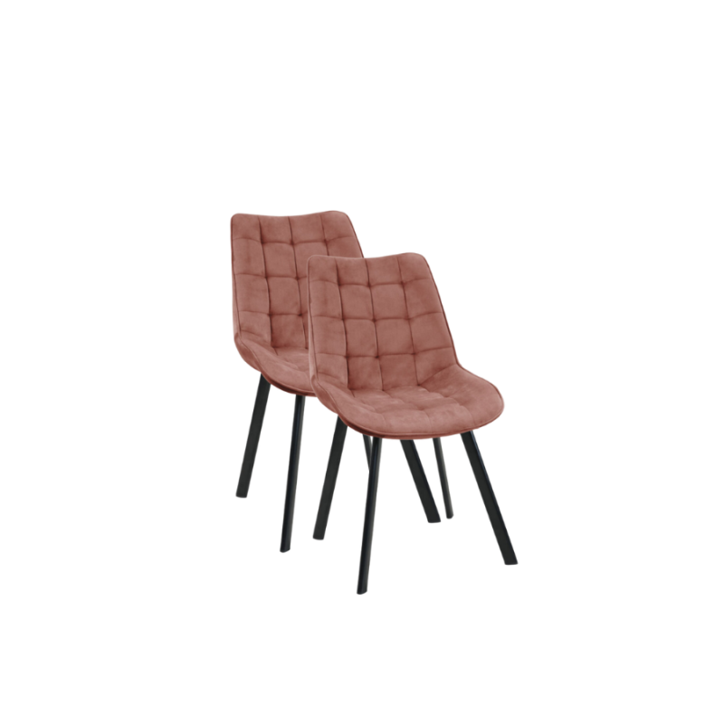 2x Pikowane krzesło tapicerowane Murcja pudrowy róż/czarne