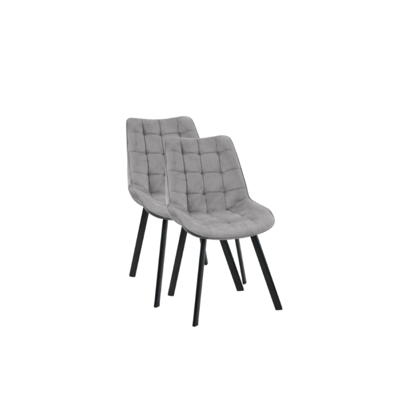 2x Pikowane krzesło tapicerowane Murcja szare/czarne