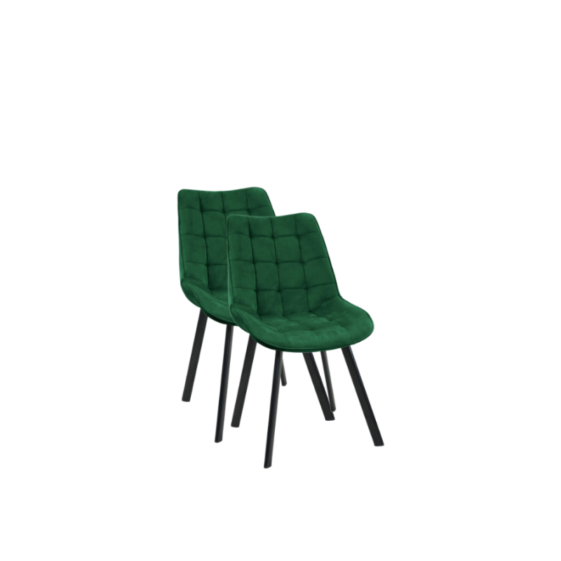 2x Pikowane krzesło tapicerowane Murcja butelkowa zieleń/czarne