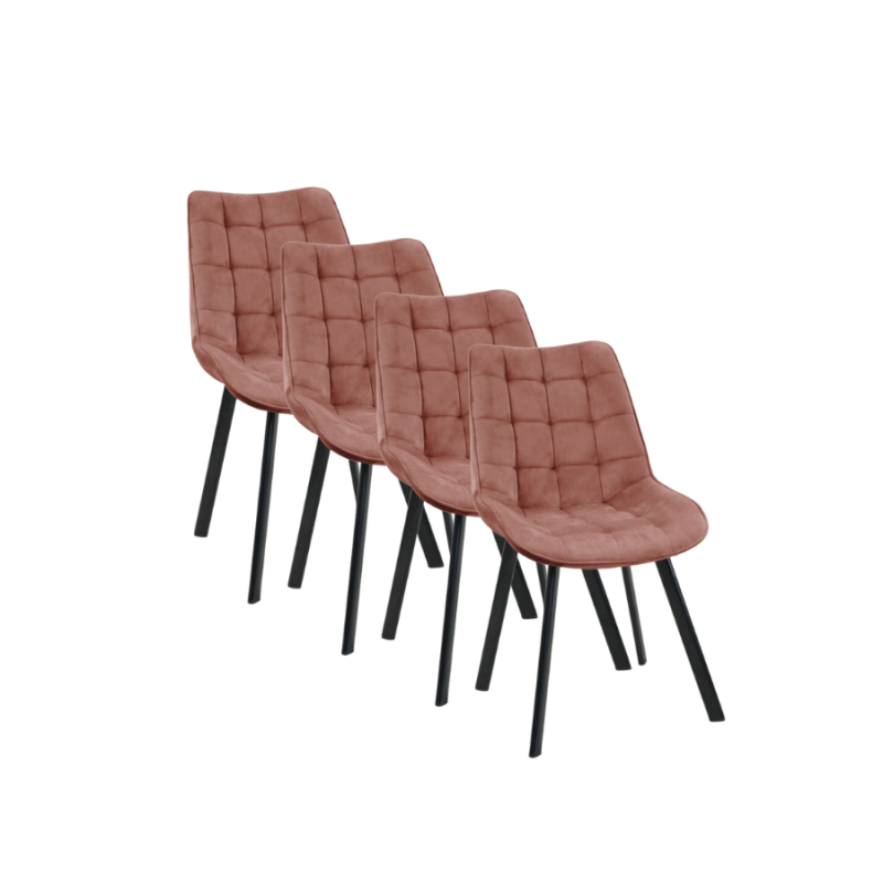 4x Pikowane krzesło tapicerowane Murcja pudrowy róż/czarne