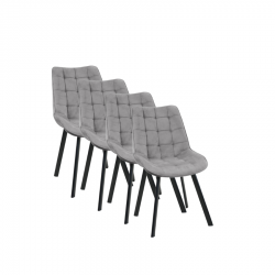 4x Pikowane krzesło tapicerowane Murcja szare/czarne