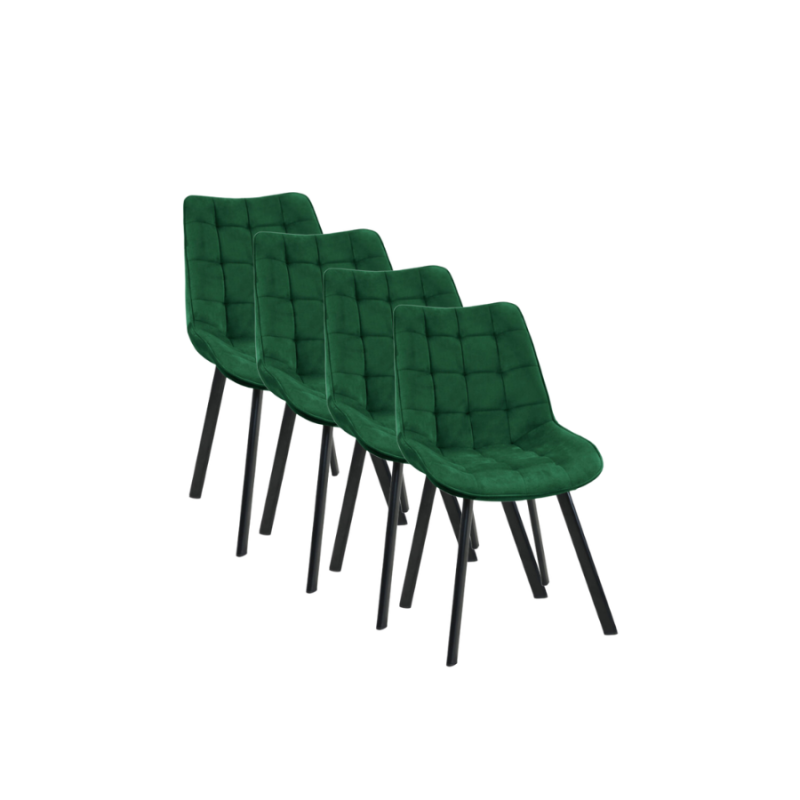 4x Pikowane krzesło tapicerowane Murcja butelkowa zieleń/czarne
