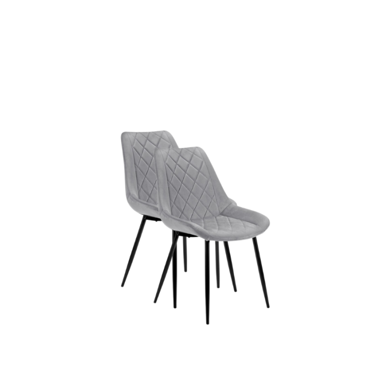 2x Welurowe krzesło tapicerowane Las Palmas szare/czarne
