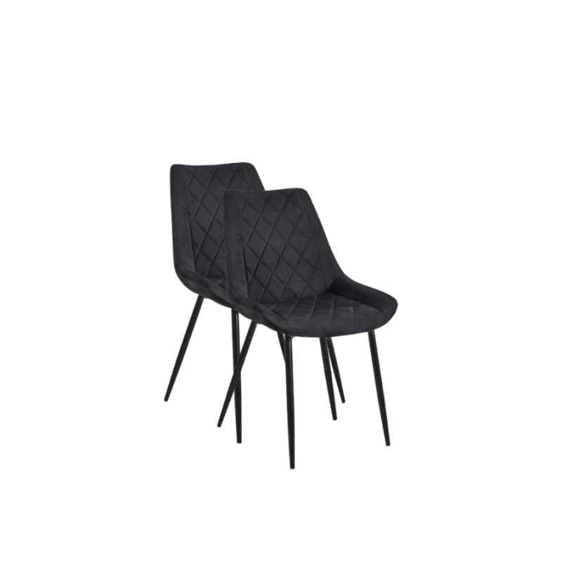 2x Welurowe krzesło tapicerowane Las Palmas czarny/czarne nogi