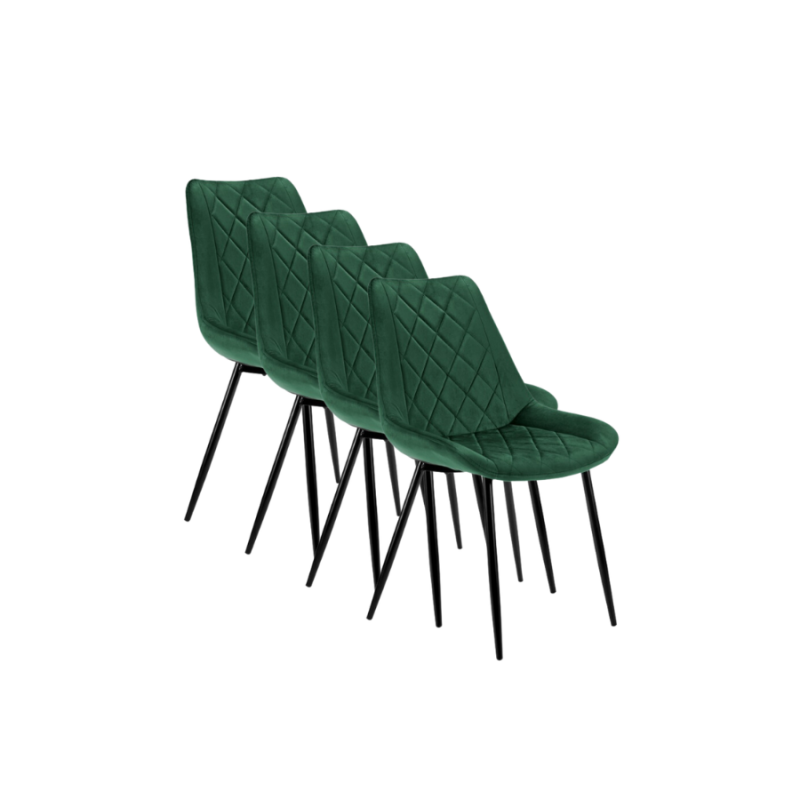 4x Welurowe krzesło tapicerowane Las Palmas butelkowa