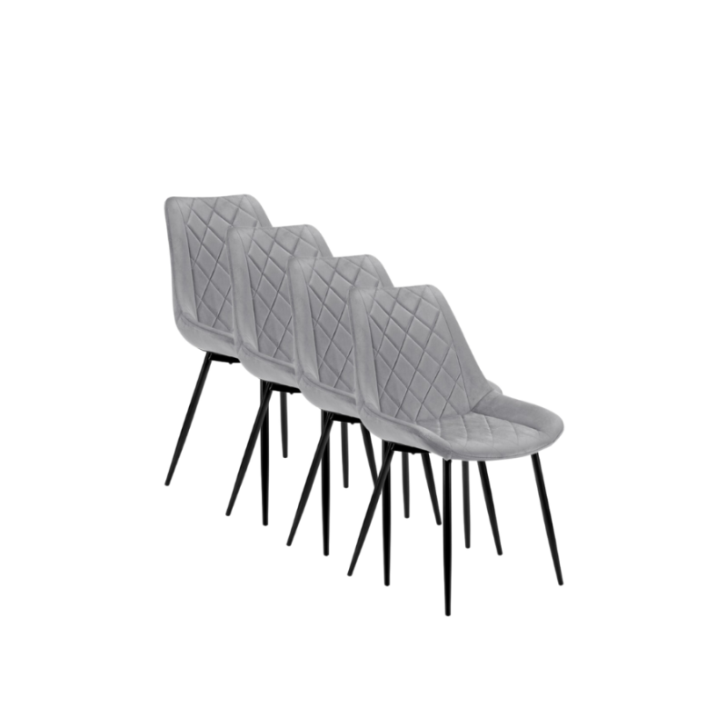 4x Welurowe krzesło tapicerowane Las Palmas szare/czarne