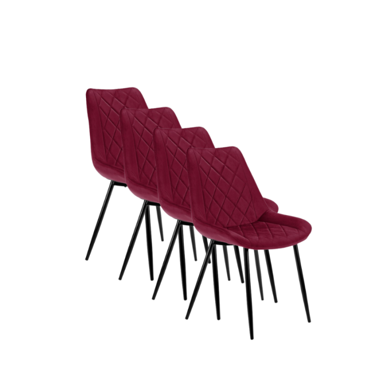 4x Welurowe krzesło tapicerowane Las Palmas burgund/czarne