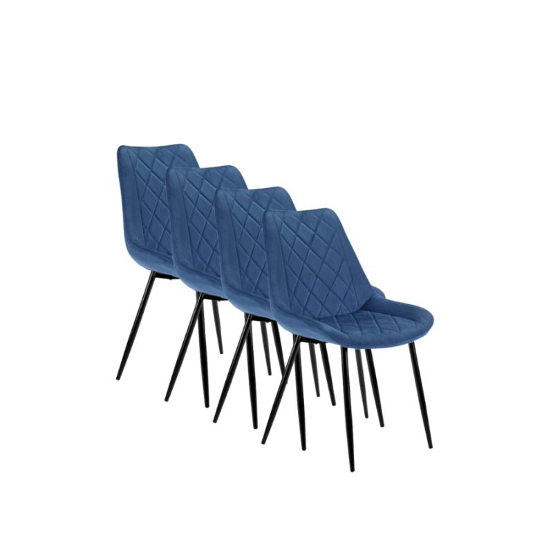 4x Welurowe krzesło tapicerowane Las Palmas granatowy/czarne