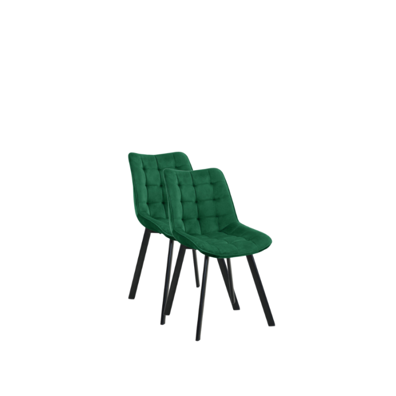 2x Nowoczesne krzesło tapicerowane Palma butelkowa zieleń/czarne