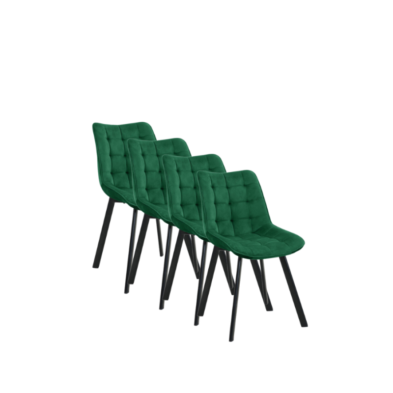 4x Nowoczesne krzesło tapicerowane Palma butelkowa zieleń/czarne