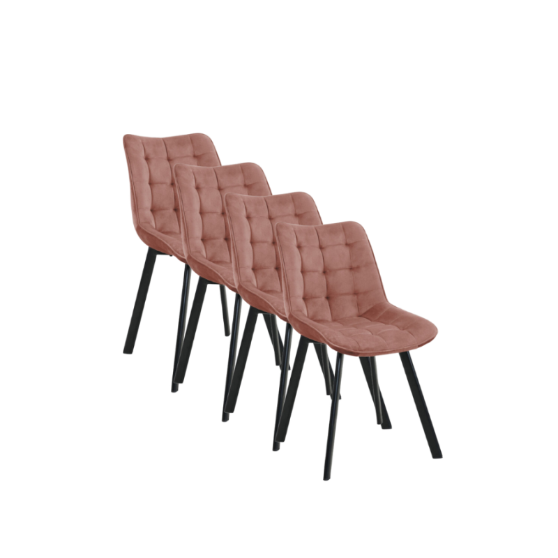 4x Nowoczesne krzesło tapicerowane Palma pudrowy róż/czarne