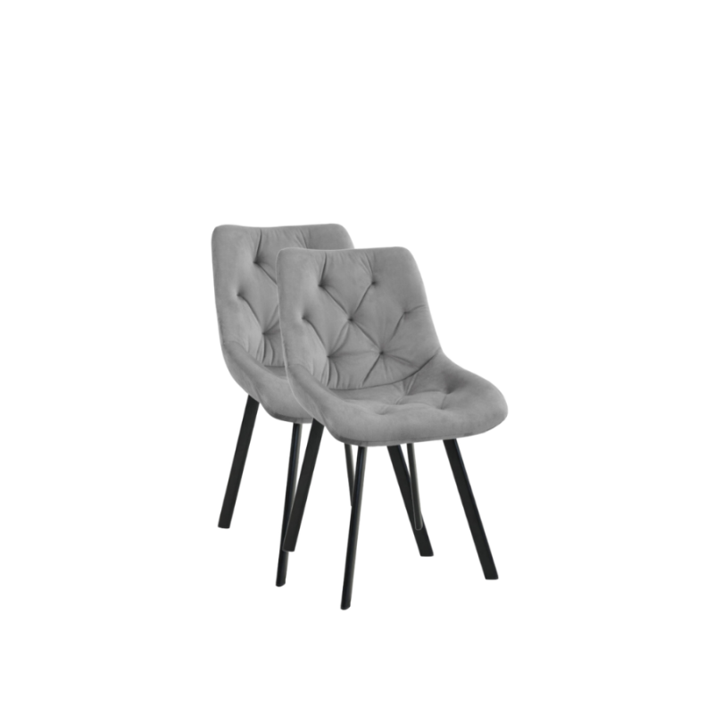 2x Pikowane krzesło tapicerowane Kordoba szare/czarne nogi