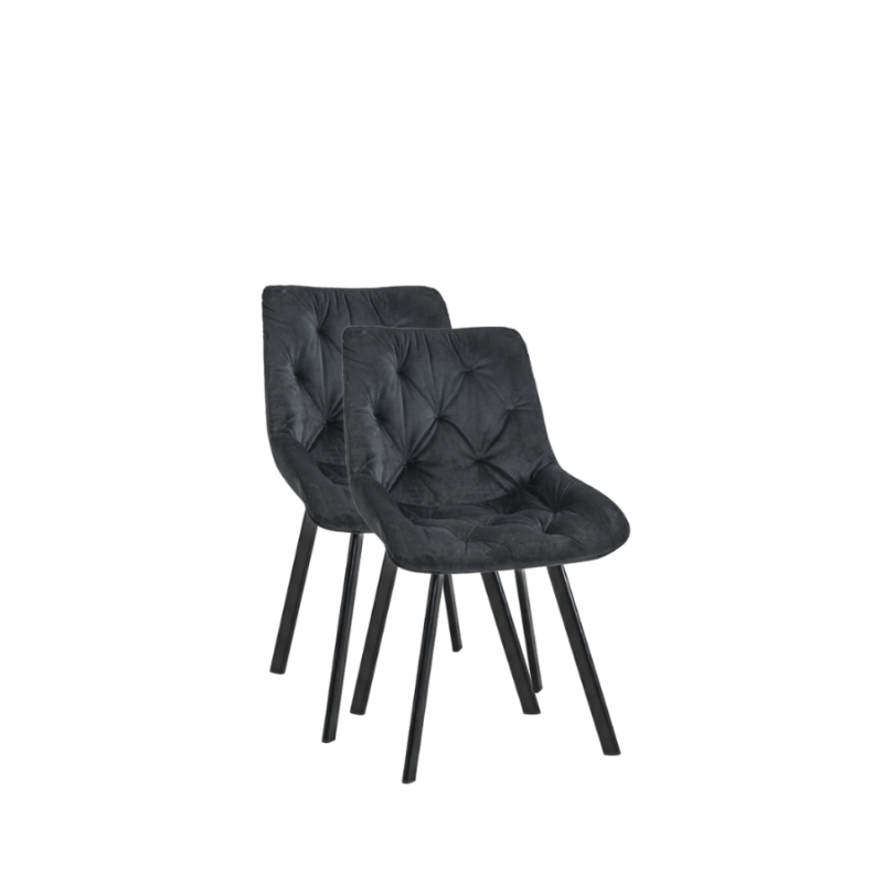 2x Pikowane krzesło tapicerowane Kordoba czarne/czarne nogi