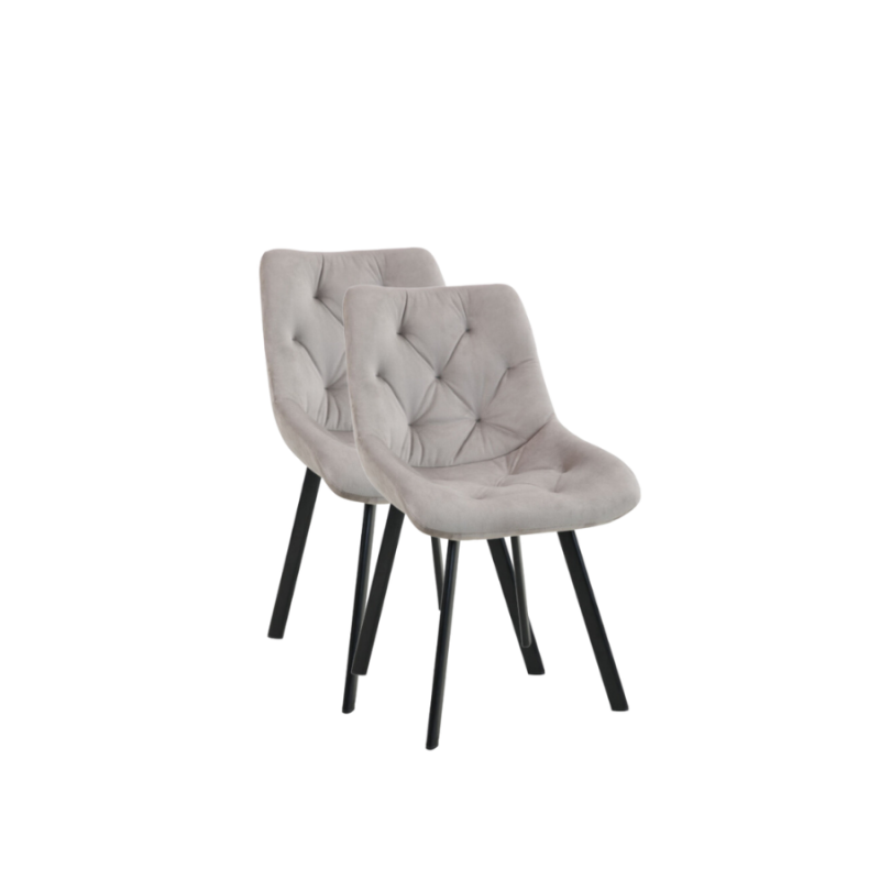 2x Pikowane krzesło tapicerowane Kordoba beżowe/czarne nogi