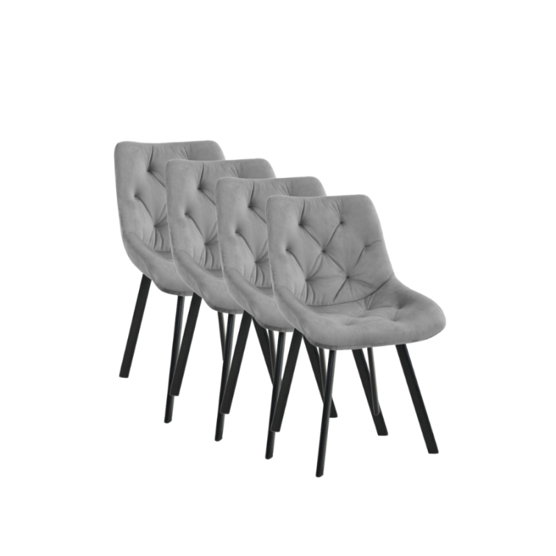 4x Pikowane krzesło tapicerowane Kordoba szare/czarne nogi
