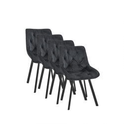 4x Pikowane krzesło tapicerowane Kordoba czarne/czarne nogi