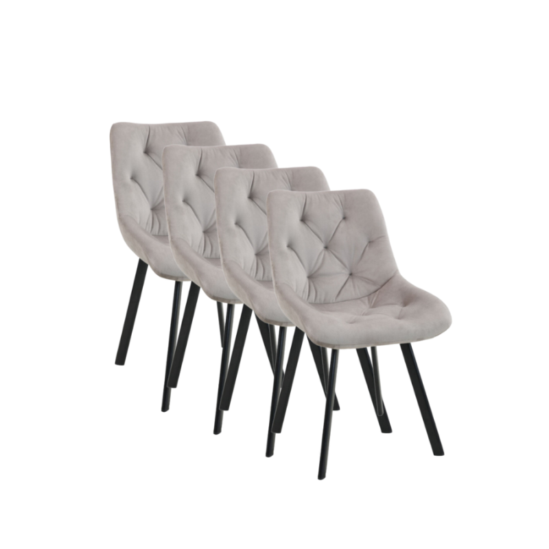 4x Pikowane krzesło tapicerowane Kordoba beżowe/czarne nogi