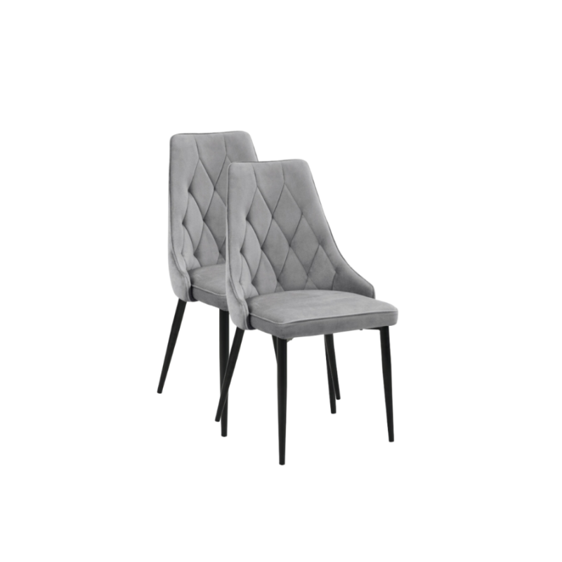 2x Welurowe krzesło tapicerowane Vigo szare/czarny