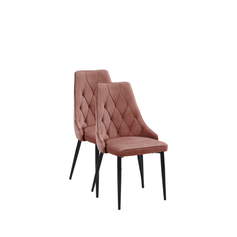 2x Welurowe krzesło tapicerowane Vigo różowy/czarny