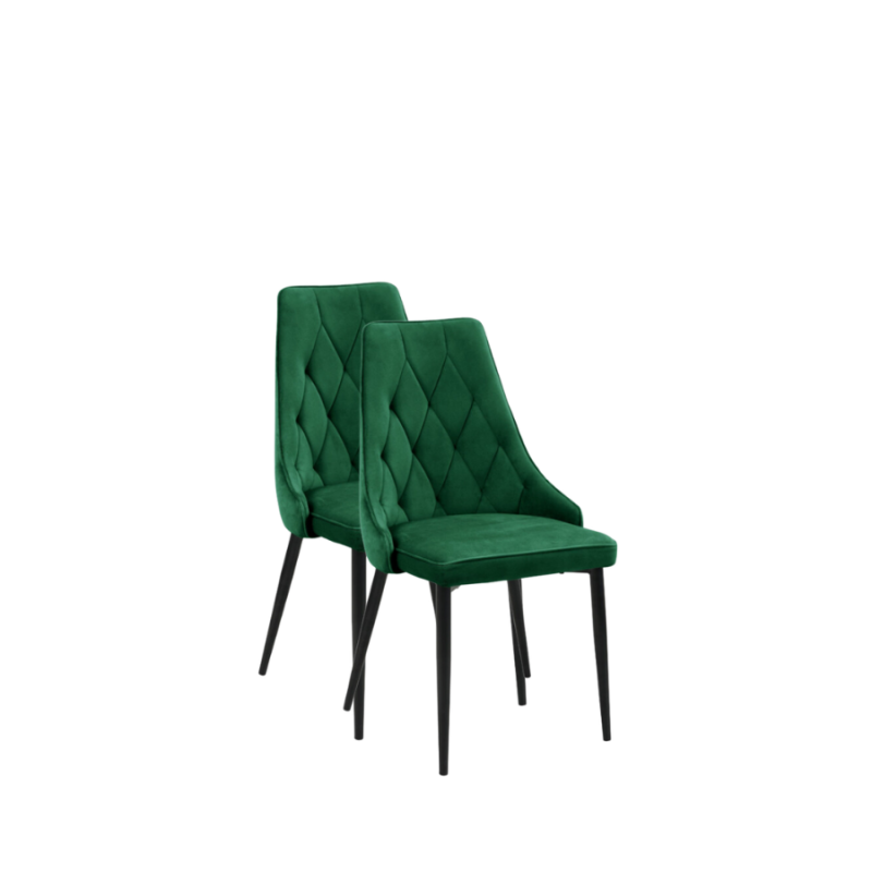 2x Welurowe krzesło tapicerowane Vigo butelkowa zieleń/czarny