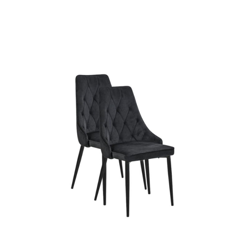 2x Welurowe krzesło tapicerowane Vigo czarne/czarne