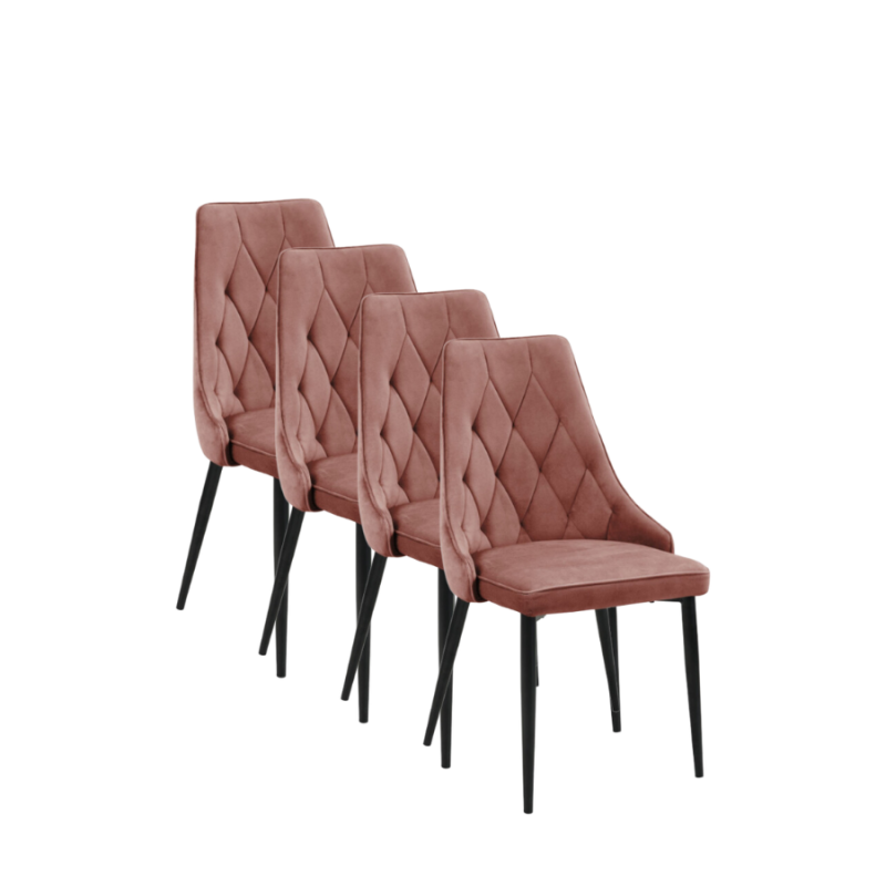 4x Welurowe krzesło tapicerowane Vigo różowy/czarny