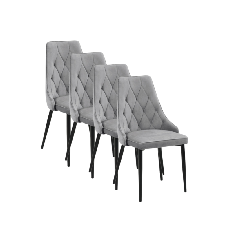 4x Welurowe krzesło tapicerowane Vigo szare/czarny