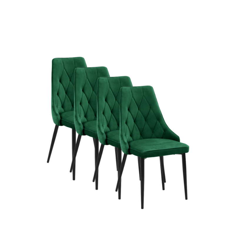 4x Welurowe krzesło tapicerowane Vigo butelkowa zieleń/czarny