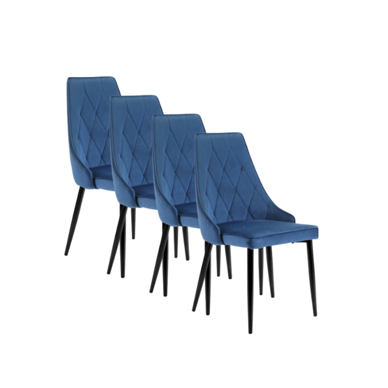 4x Welurowe krzesło tapicerowane Vigo granatowe/czarny