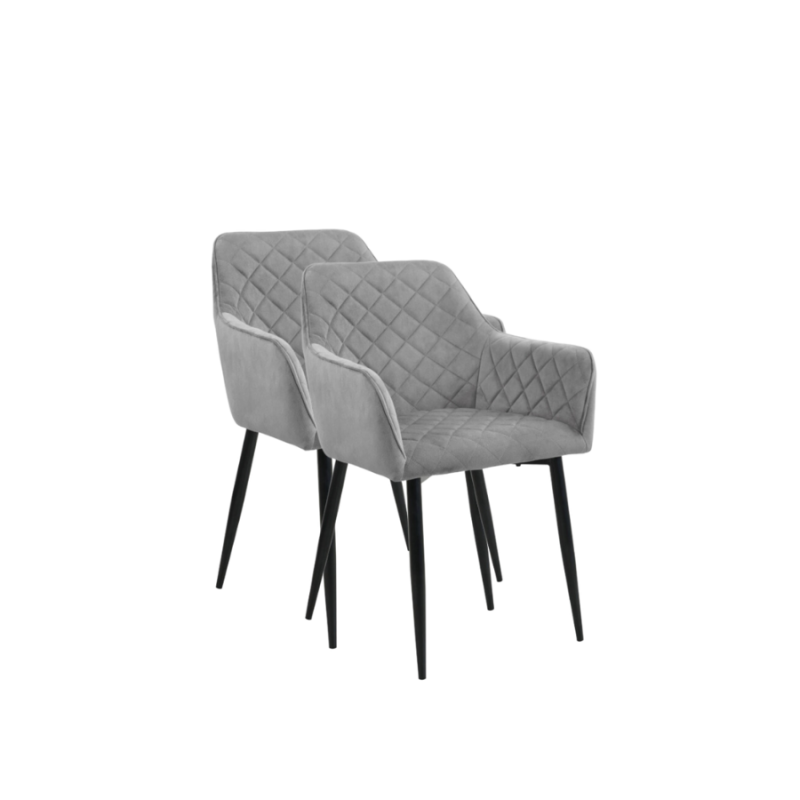 2x Welurowe krzesło tapicerowane Alicante szare/czarny