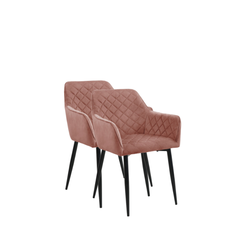 2x Welurowe krzesło tapicerowane Alicante różowe/czarny