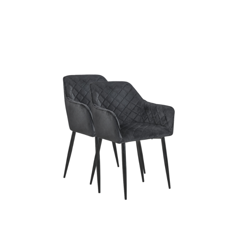 2x Welurowe krzesło tapicerowane Alicante czarne/czarny