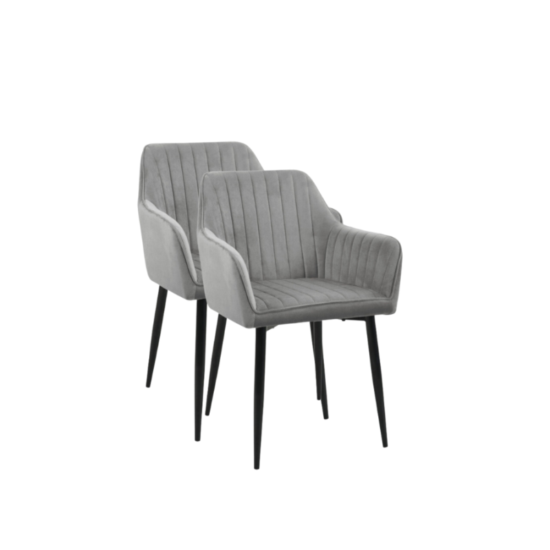 2x Welurowe krzesło tapicerowane Grenada szare/czarny