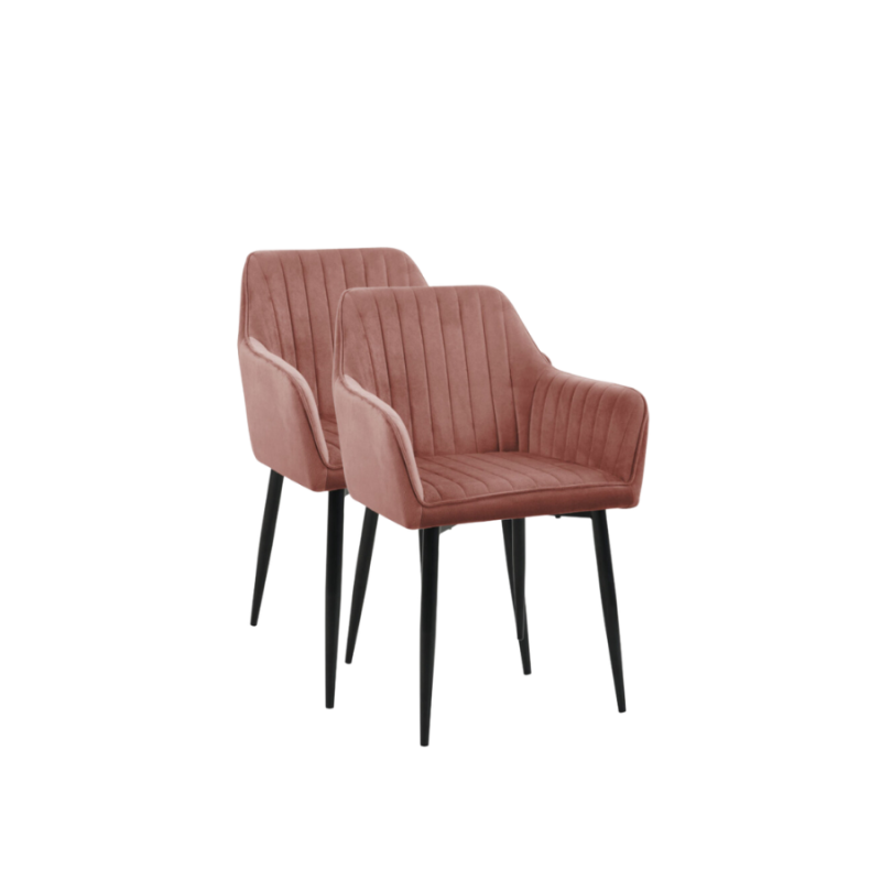 2x Welurowe krzesło tapicerowane Grenada pudrowy róż/czarny
