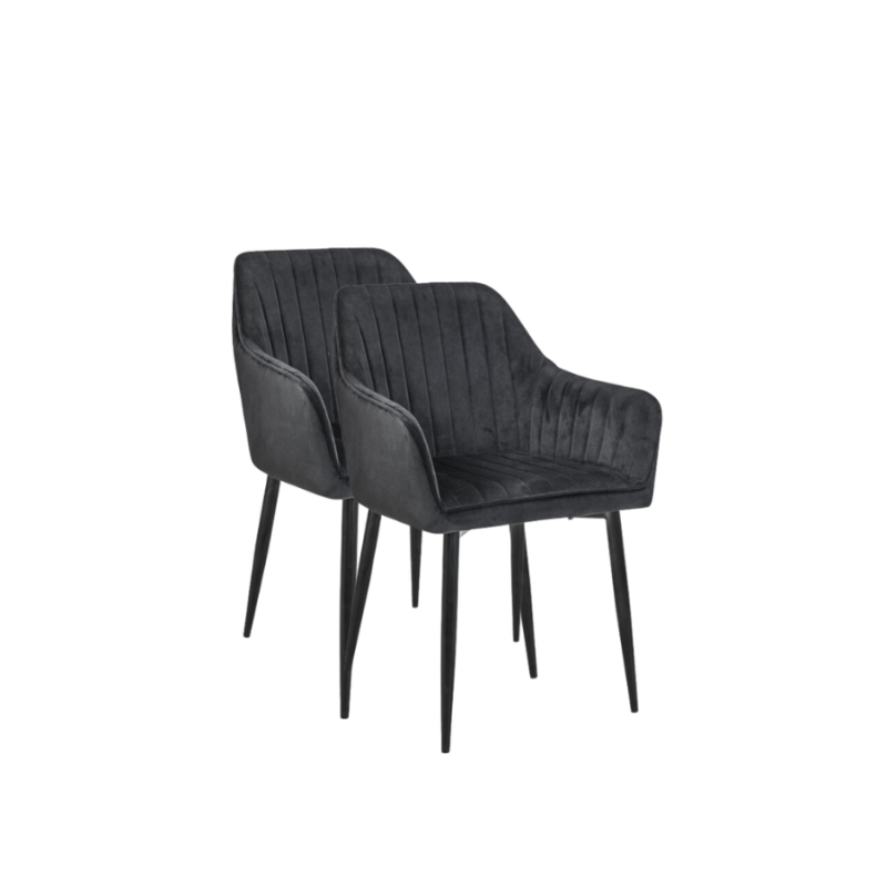2x Welurowe krzesło tapicerowane Grenada czarne/czarny