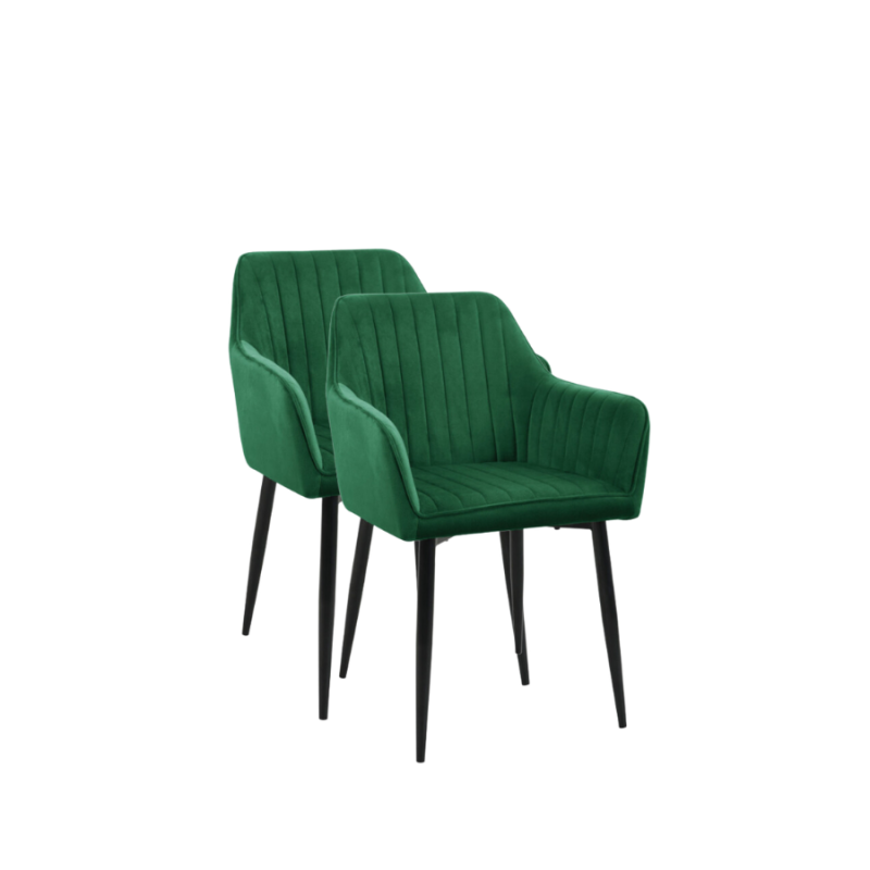 2x Welurowe krzesło tapicerowane Grenada butelkowa zieleń/czarny