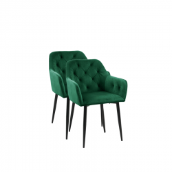 2x Welurowe krzesło tapicerowane Burgos butelkowa zieleń/czarne