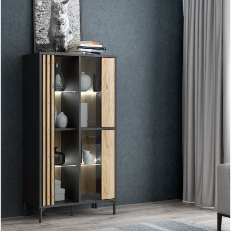 Witryna Joakimis Meble Forte dąb mauvella/czarny