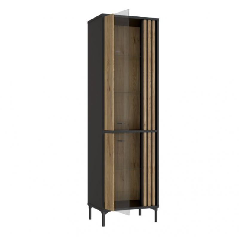 Witryna wąska Joakimis Meble Forte dąb mauvella/czarny