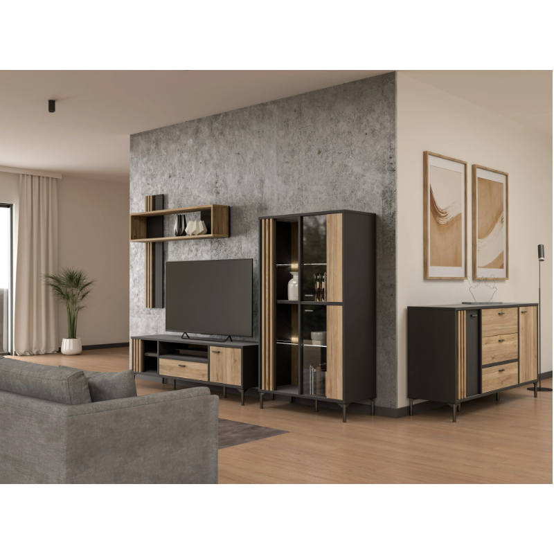 Szafa ubraniowa Joakimis Meble Forte dąb mauvella/czarny