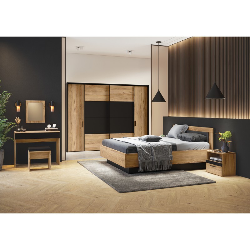 Stelaż łóżka 160x200 Dalate Meble Forte dąb katania/czarny