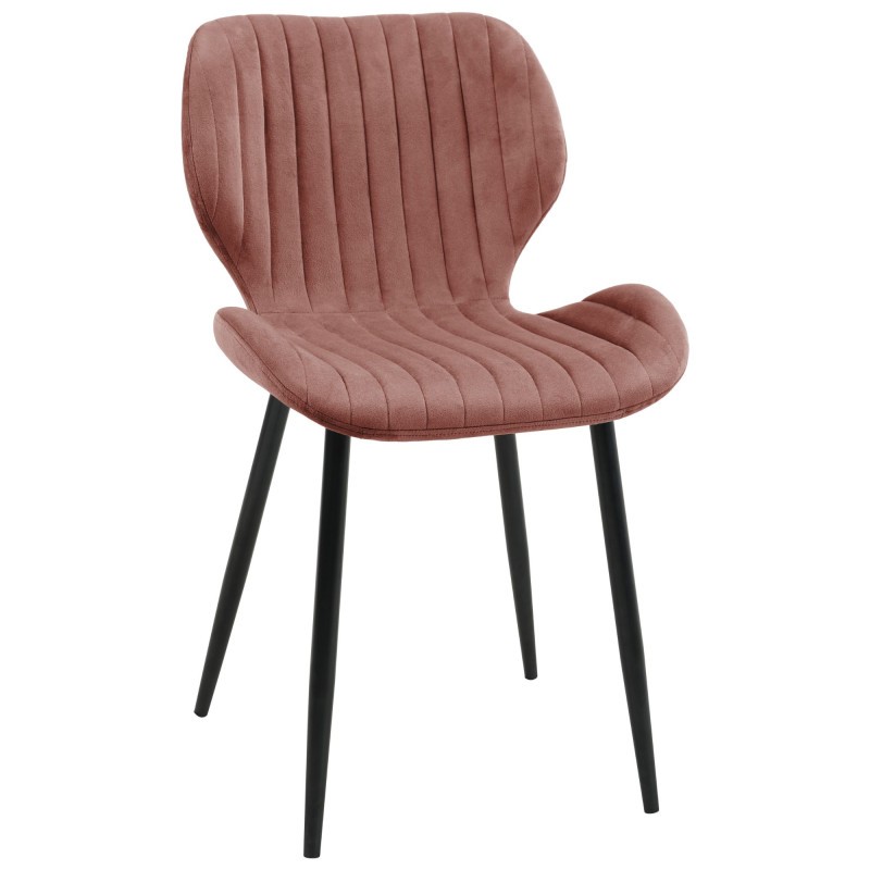 Nowoczesne krzesło tapicerowane Walencja pudrowy róż/czarne nogi