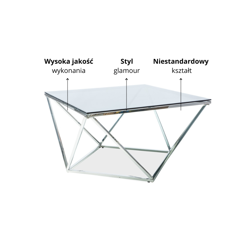 ŁAWA SILVER A SZKŁO DYMIONE/SREBRNY 80X80