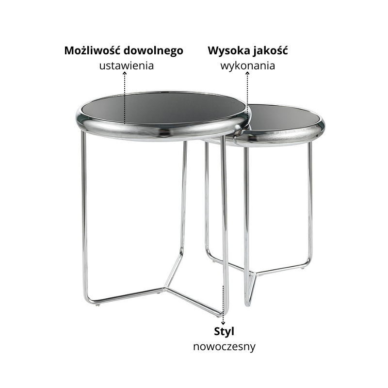 ŁAWA SCARLET II KOLOR CZARNY/CHROM (ZESTAW)