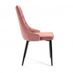 Welurowe krzesło tapicerowane Vigo różowe/czarne