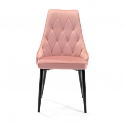 Welurowe krzesło tapicerowane Vigo różowe/czarne