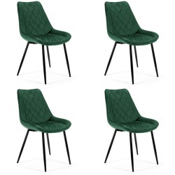 Welurowe krzesło tapicerowane Las Palmas butelkowa zieleń/czarne