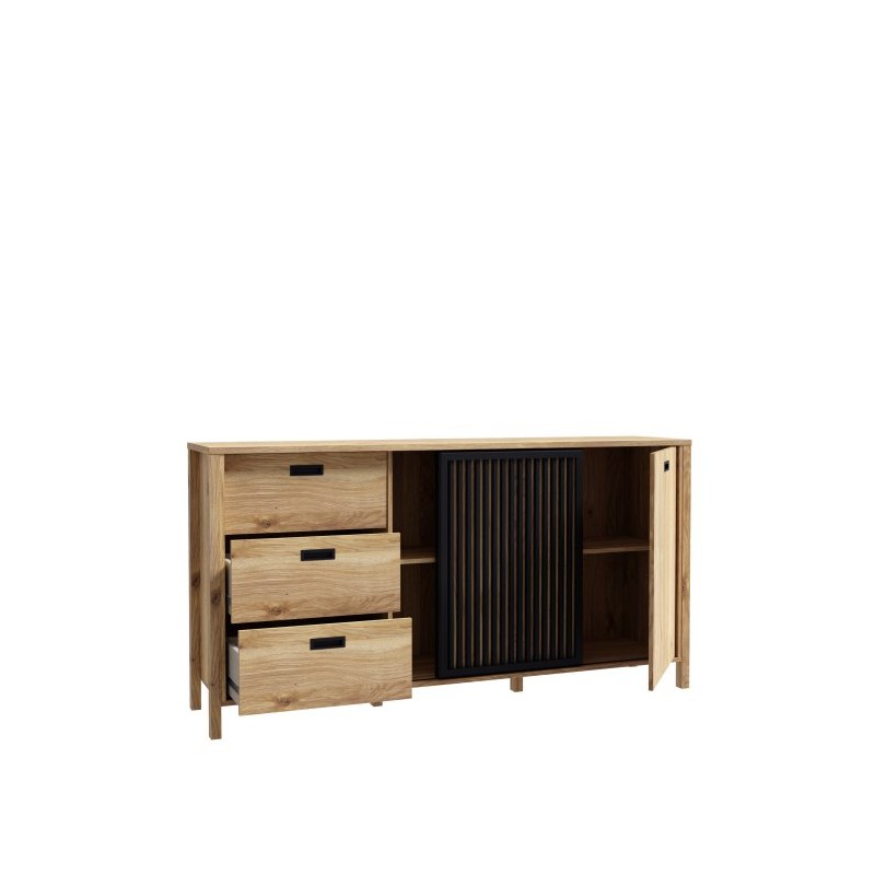 Komoda Jytana Meble Forte dąb mauvella/czarny